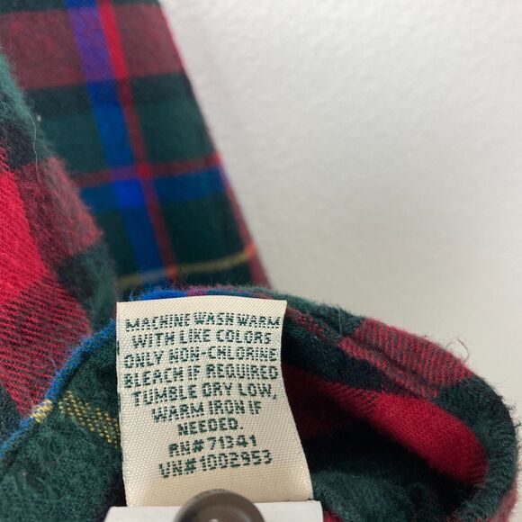L.L. Bean Womens Relaxed Fit Flannel Shirt Size L Green Blue Red Plaid Button Up - Picture 5 of 6